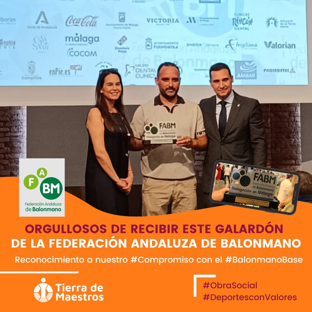 Desde #TierradeMaestros estamos muy orgullosos por recibir este reconocimiento por nuestro 🧡#compromiso y 💙#apoyo al #BalonmanoBase.

Agradecemos enormemente este detalle por nuestra ✅#ObraSocial a la Federaciòn Andaluza de Balonmano en la Gala celebrada en Málaga.