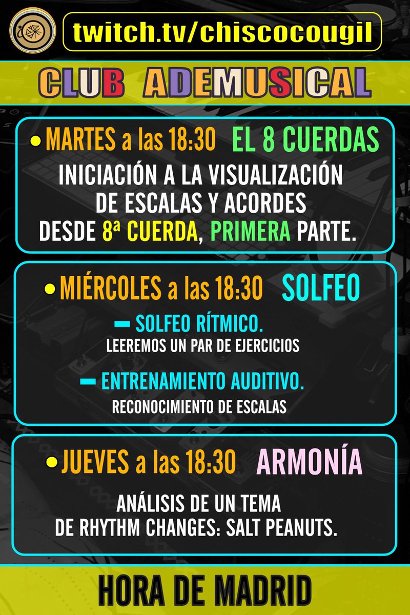 Chiscocougil's tweet photo. 🟠… y esta semana en el Club Ademusical :
         https://t.co/o8rgMIOTEK
        Nos vemos en directo!💙

🔘Entra siempre que quieras en la Colección de contenido en abierto:
https://t.co/jND39OiOxu

#solfeo #armoniamusical #jazz #jazzbass #jazzguitar https://t.co/KuuXqSHCVf
