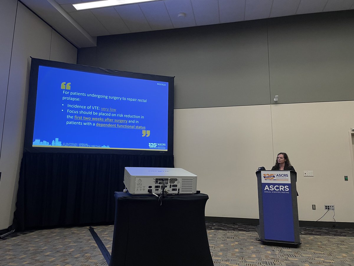 Anna Spivak (@annaspivs) on Twitter photo Do you need dvt prophylaxis in rectal prolapse surgery? <a href="/sbjochum/">Sarah Jochum</a> presenting
<a href="/ASCRS_1/">ASCRS_1</a> <a href="/KristenBanMD/">Kristen Ban MD MS FACS FASCRS</a> <a href="/HolubarStefan/">Stefan Holubar MD MS</a> <a href="/arikanters/">Arielle Kanters</a> <a href="/DrMikeValente/">Michael A. Valente</a> <a href="/DavidLiskaMD/">David Liska</a> <a href="/ScottRSteeleMD/">Scott R. Steele</a> Do you need dvt prophylaxis in rectal prolapse surgery? <a href="/sbjochum/">Sarah Jochum</a> presenting
<a href="/ASCRS_1/">ASCRS_1</a> <a href="/KristenBanMD/">Kristen Ban MD MS FACS FASCRS</a> <a href="/HolubarStefan/">Stefan Holubar MD MS</a> <a href="/arikanters/">Arielle Kanters</a> <a href="/DrMikeValente/">Michael A. Valente</a> <a href="/DavidLiskaMD/">David Liska</a> <a href="/ScottRSteeleMD/">Scott R. Steele</a>