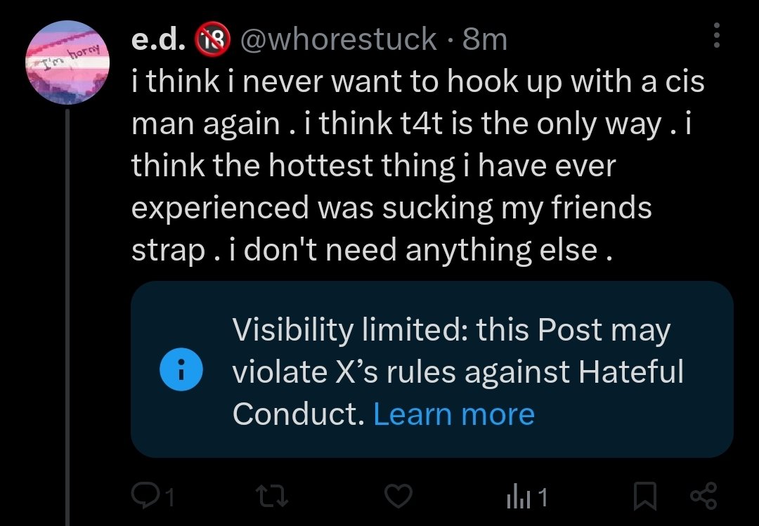 whorestuck's tweet photo. me: yknow I'm just not interested in a specific type of person
twitter: is this hate speech https://t.co/RoZzL4PbsO