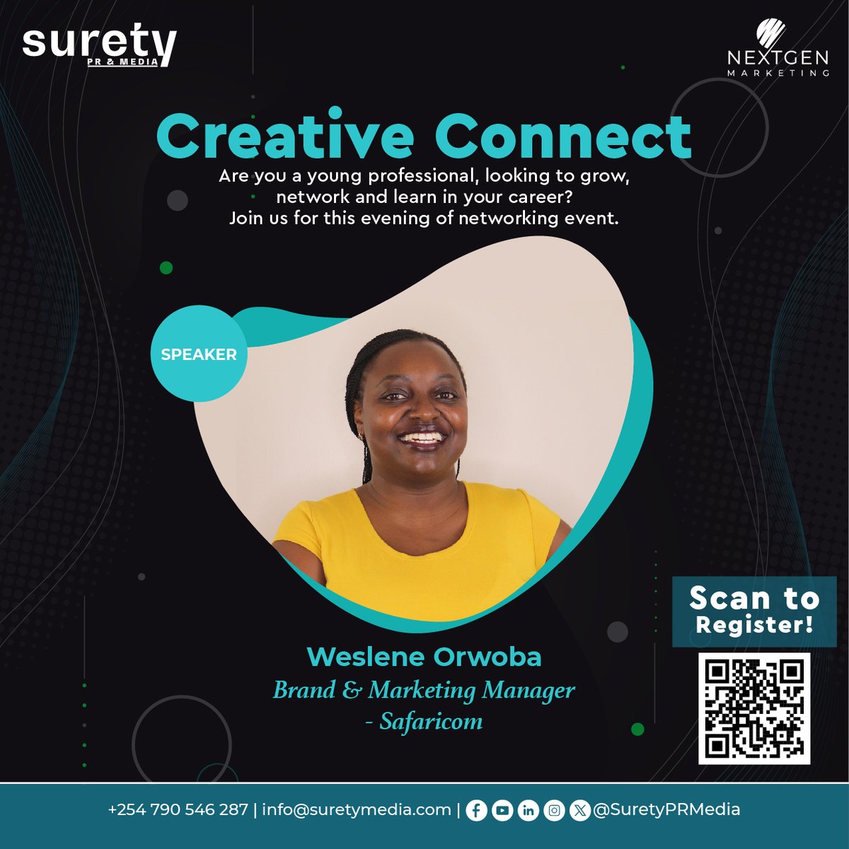 PrSurety's tweet photo. @WesleneOrwoba_  continues to lead companies like Safaricom PLC into managing Customer Education. She enjoys mentoring professionals in matters marketing. Join us in discussions brand storytelling on 20th of June 2024. 
Hussein Mohammed #networkingevent #panelist https://t.co/Mivz2zcTKs