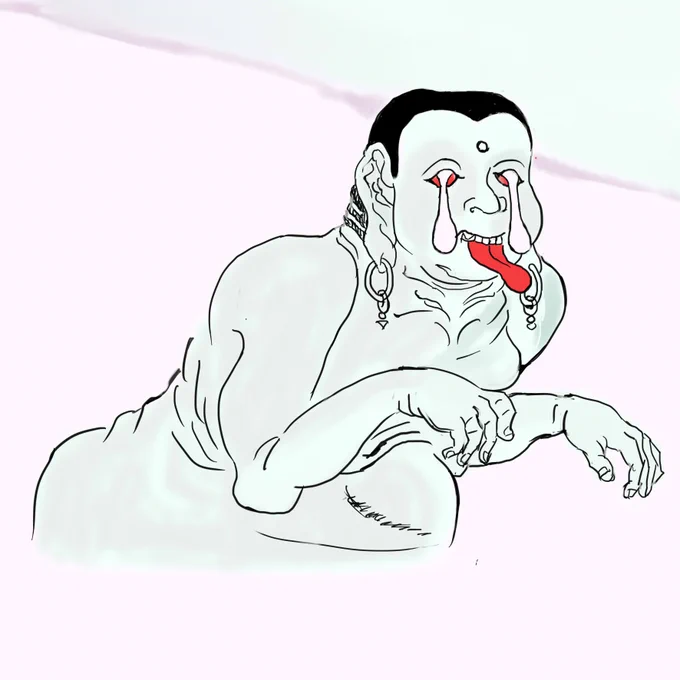 ねみーっすー苦しまぎれは河鍋暁斎 百鬼画談モシャーですとっとと寝ますーおやすみなさいー 