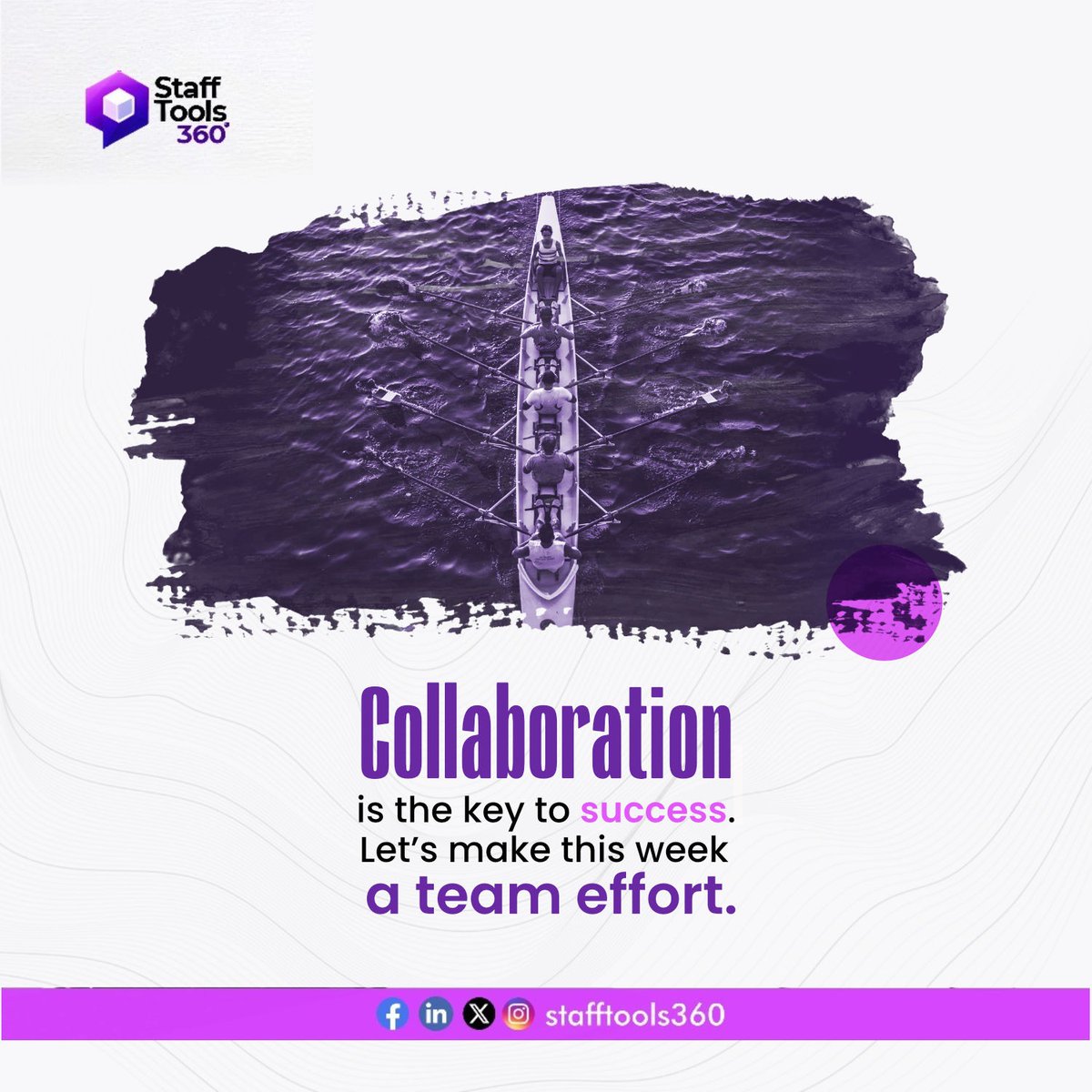 StaffToolbox's tweet image. Teamwork makes the dream work! 🌟 Let&apos;s row towards success together this week. 💪✨ #Collaboration #TeamEffort #Success #MotivationMonday #ASUU #StaffTools360