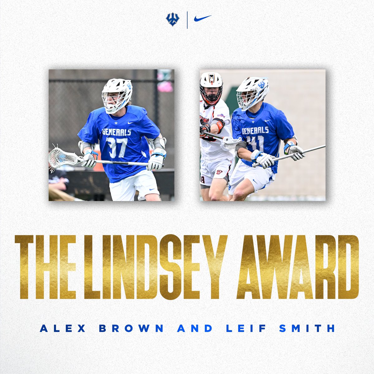 Congratulations to seniors Alex Brown and Leif Smith for winning the Lindsey Award. This award is given to the player or players that demonstrate competitive spirit, leadership and the hallmarks of a great teammate. 

#gogenerals