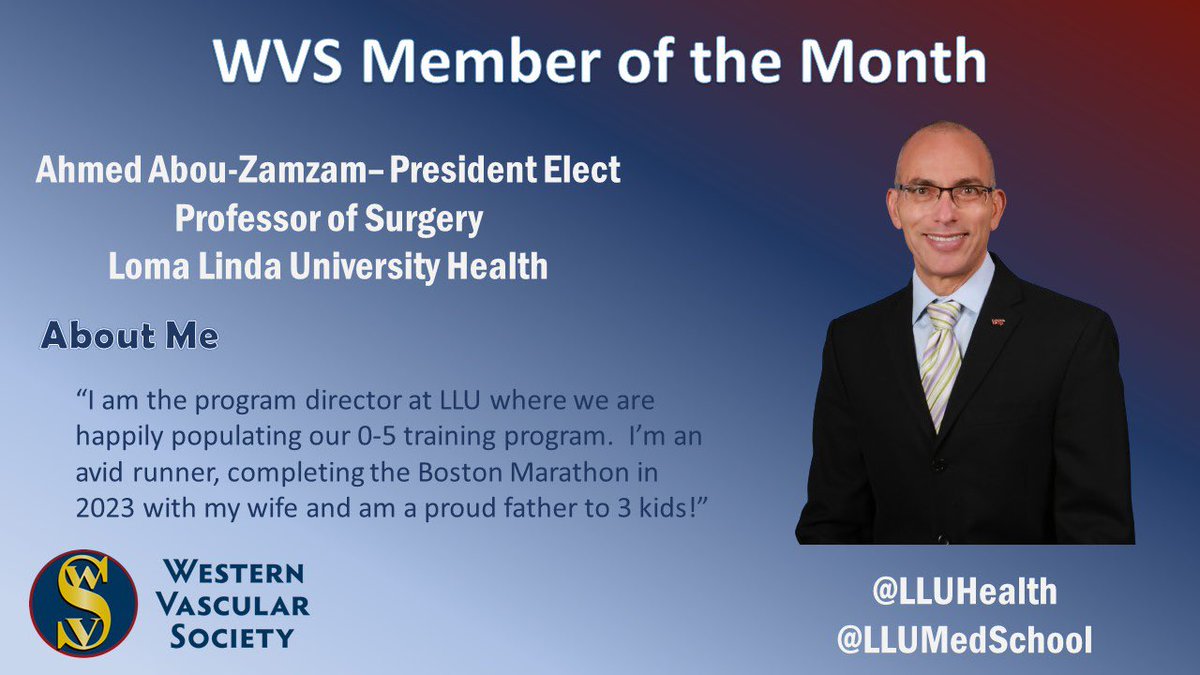 Western Vascular Society (@westvascular) on Twitter photo Happy June! Our next #MoM is Dr Abou-Zamzam our President-Elect from <a href="/LLUHealth/">Loma Linda U. Health</a> <a href="/LLUMedSchool/">Loma Linda University School of Medicine</a> Happy June! Our next #MoM is Dr Abou-Zamzam our President-Elect from <a href="/LLUHealth/">Loma Linda U. Health</a> <a href="/LLUMedSchool/">Loma Linda University School of Medicine</a>