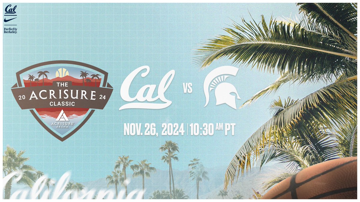 CalWBBall's tweet photo. ๐จJust announced! We will be playing in the 2024 @AcrisureSeries in Palm Springs ๐ด Nov. 26-27. Weโll take on Michigan State and then either Arizona or Vanderbilt.
๐ฐ: https://t.co/iAx1rGs1r8 https://t.co/WSZFxmIfyE