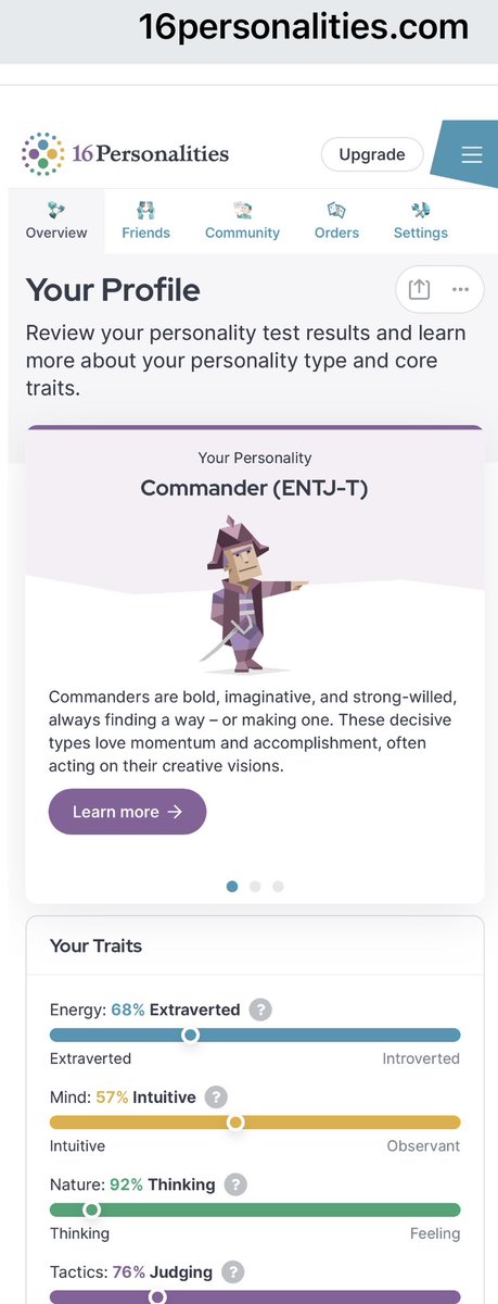 So, I took a personality test today. I'm a Commander. Ok 😂