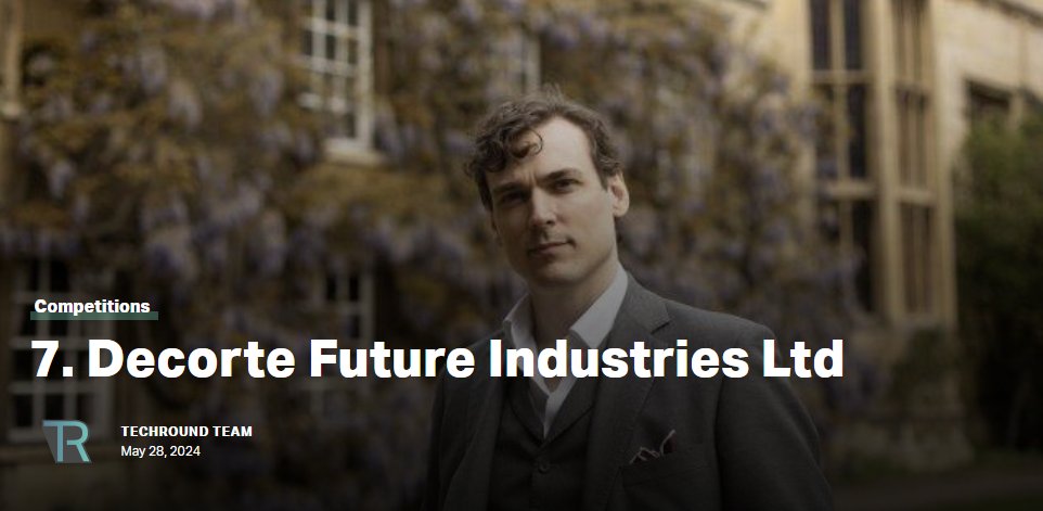 Fantastic to see Decorte ranked 7th most impactful #AI #startup in #Europe by #TechRound. 🚀  techround.co.uk/competitions/7…

👉See the top35, top20, and top10 here: tinyurl.com/4px78sy

Fellow #AITopTen members include #Cleo, Harrison.ai and <a href="/Kayrros/">Kayrros</a>.