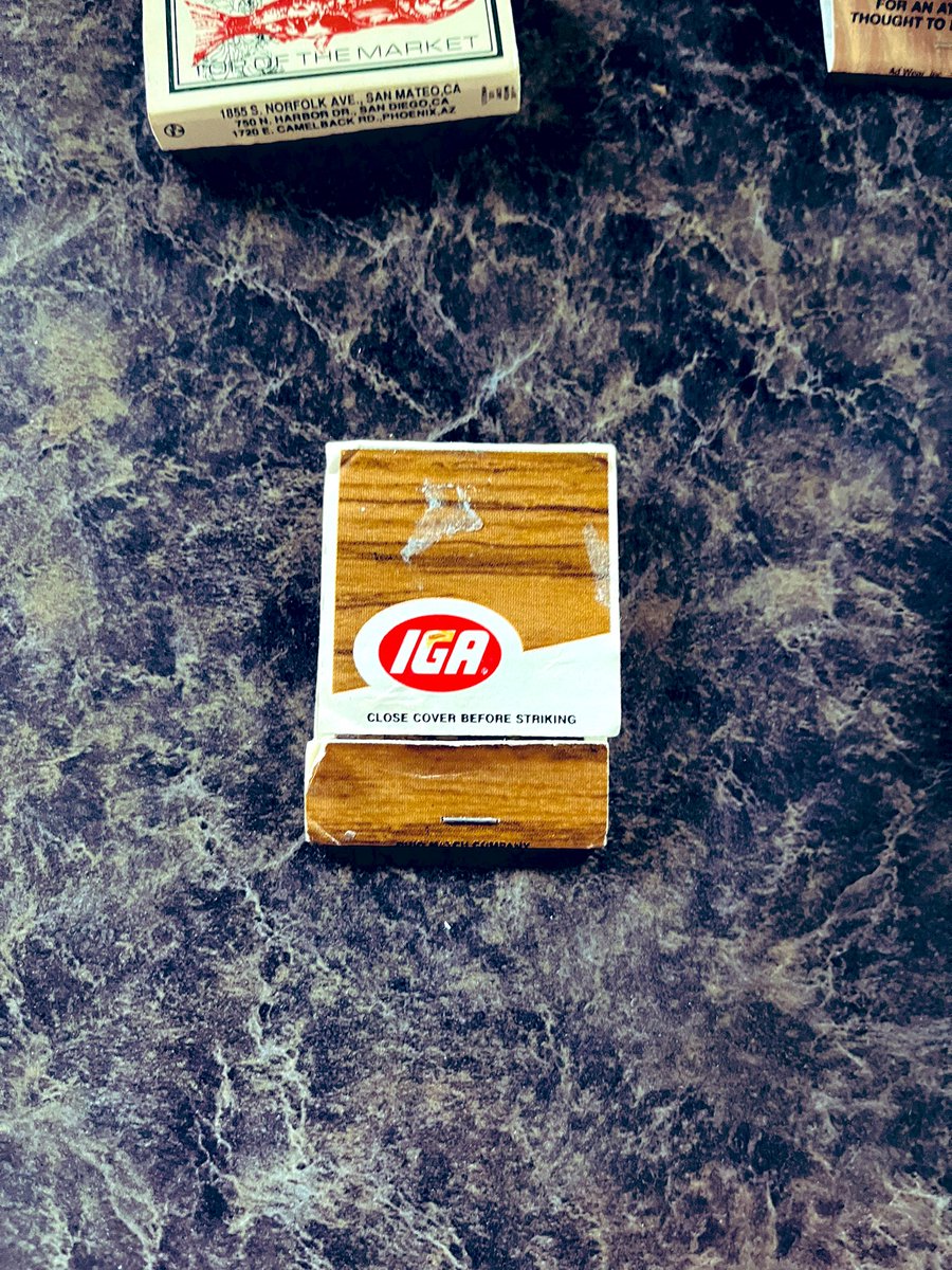 Back in the 70’s you were cool if you carried a pack of matches. Good ole IGA. The grocery store of the 60’s & 70’s.