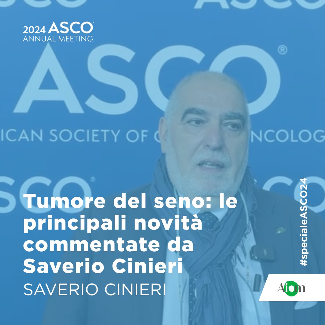 #ASCO24 Il Presidente di @AiomFondazione, @saverio_cinieri, fa il punto sulle novità del tumore del seno emerse all’ASCO Annual Meeting 2024: youtu.be/oWP0ehbu-9s @ASCO
