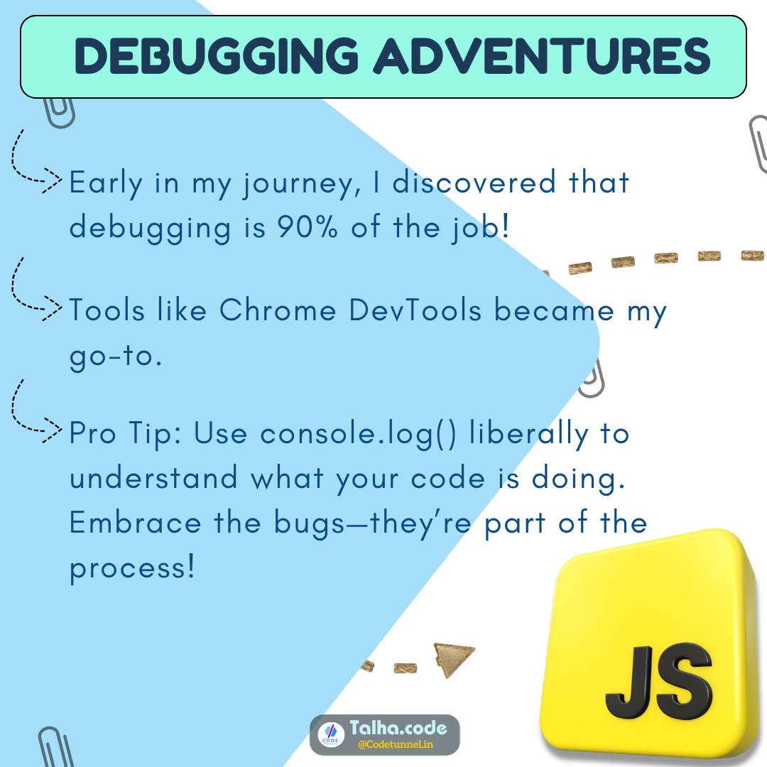 talha_code's tweet image. DAY 3 : Java script journey.
#CodeNewbie #JavaScript #programmingJourney #PythonBeginner #DhruvRathee #codinglife #CodingJourney #Trending #viralindo #Virat #codinglife
