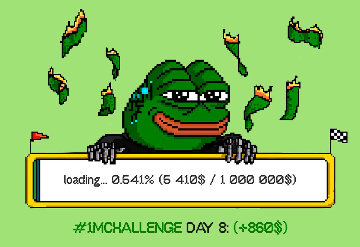 nextgenpepe's tweet photo. 🐸 #1MCHALLENGE — DAY 8: BUY (+860$); BURN (-860$).

🟩 #1MROADMAP: MONTH 1 — 36 970$

✔️ DAY 8 — 860$ (BUY, BURN)

🟩 #1MCLUB BUY BOOST: 300$
🟩 NEW 1000$ HOLDER = 10$ TO DAILY BUYS!
🟩 BUY BOOST IS VALID AFTER 7 DAYS OF HOLD! https://t.co/vLLywyrixn