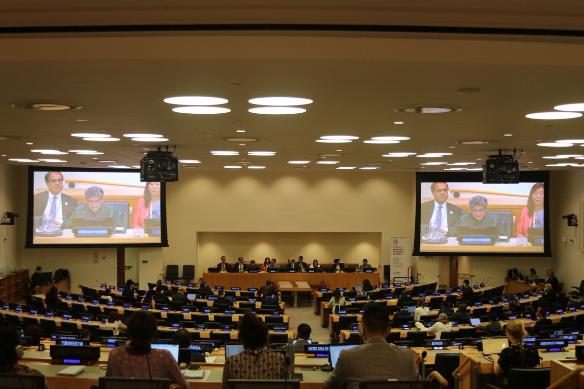USGRabab_UN's tweet photo. Congrats to co-chairs @nymongolia &amp; @AustriaUN for reaching consensus on the next PoA for #LLDCs. I thank #LLDCs &amp; partners for their dedication which has resulted in a PoA genuinely aligned with the needs of #LLDCs. @UNOHRLLS stands with you as we carry this momentum to #LLDC3! https://t.co/IxxQBmHSyg