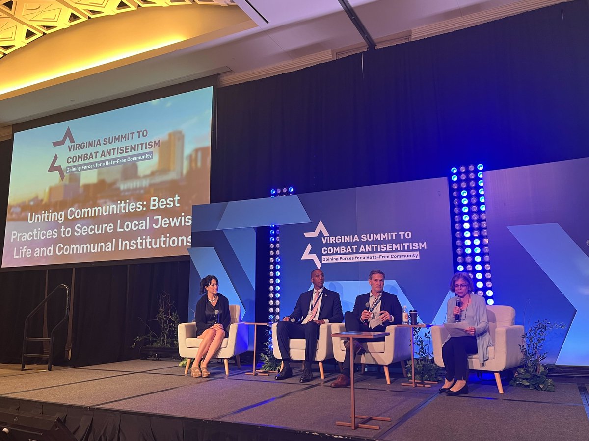 <a href="/ReevesVA/">Bryce Reeves</a> The "Uniting Communities: Best Practices to Secure Local Jewish Life and Communal Institutions" panel, featuring Hanover Commonwealth’s Attorney Mackenzie Babichenko, VA Beach City Councilman Chris Taylor, ex-Charlottesville Mayor Michael Signer, and AJC Washington VP Sue Stolov.