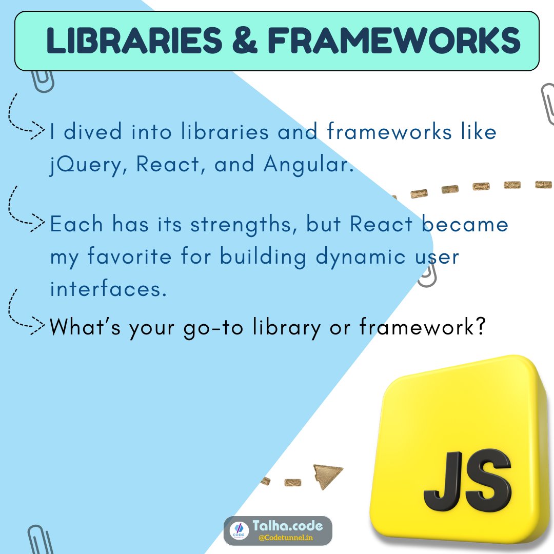 talha_code's tweet image. DAY 8 : Javascript journey
#CodeNewbie #JavaScript #programmingJourney #PythonBeginner #DhruvRathee #codinglife #CodingJourney #Trending #viralindo #Virat #codinglife #javascript #journey #trendingshorts #viralshoti