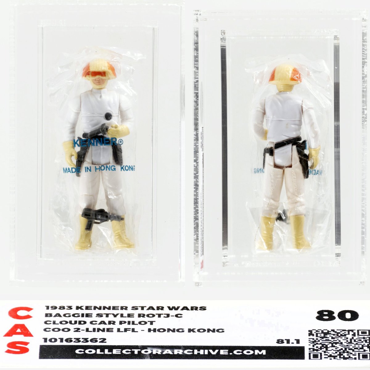 AFGonYouTube's tweet photo. 1983 Kenner Star Wars ROTJ-C Baggie for the Cloud Car Pilot, graded 80 by Collector Archive Services.
A bug thanks again to @hakesauctions for packing all of my recent auction wins so well and for the lightning-fast shipping.
#theempirestrikesback
#cloudcar
#cloudcity https://t.co/l2zVNCmoLJ