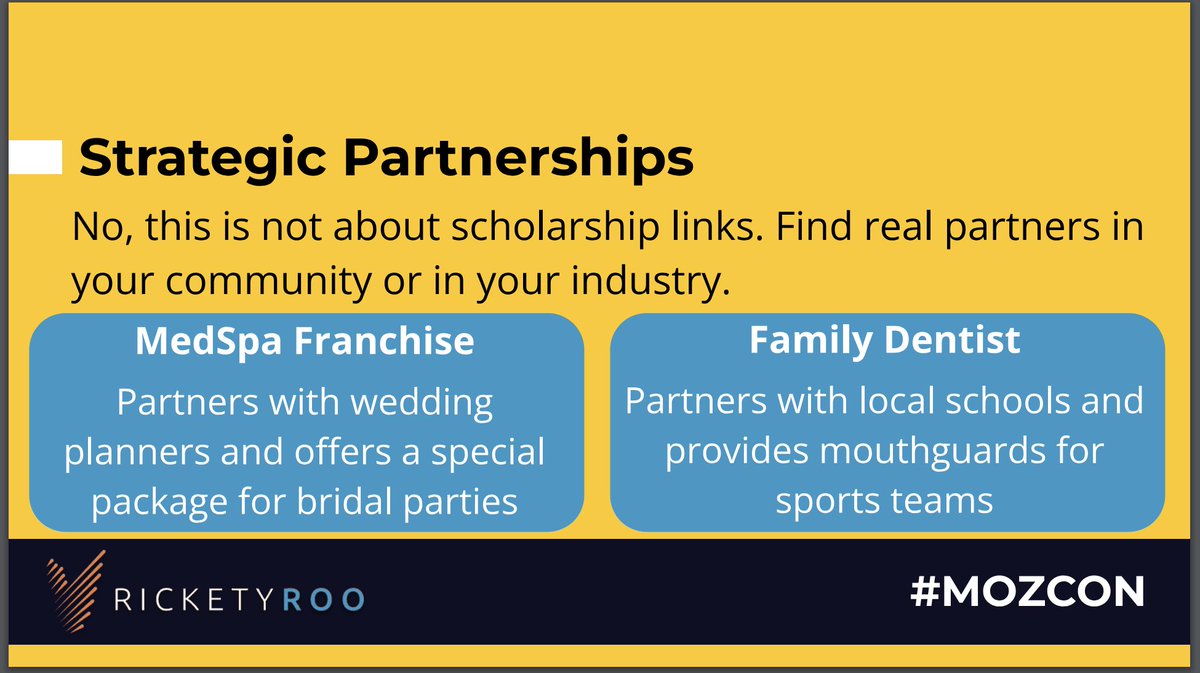 Nice angle for strategic partnerships and link building via @amandatjordan #mozcon