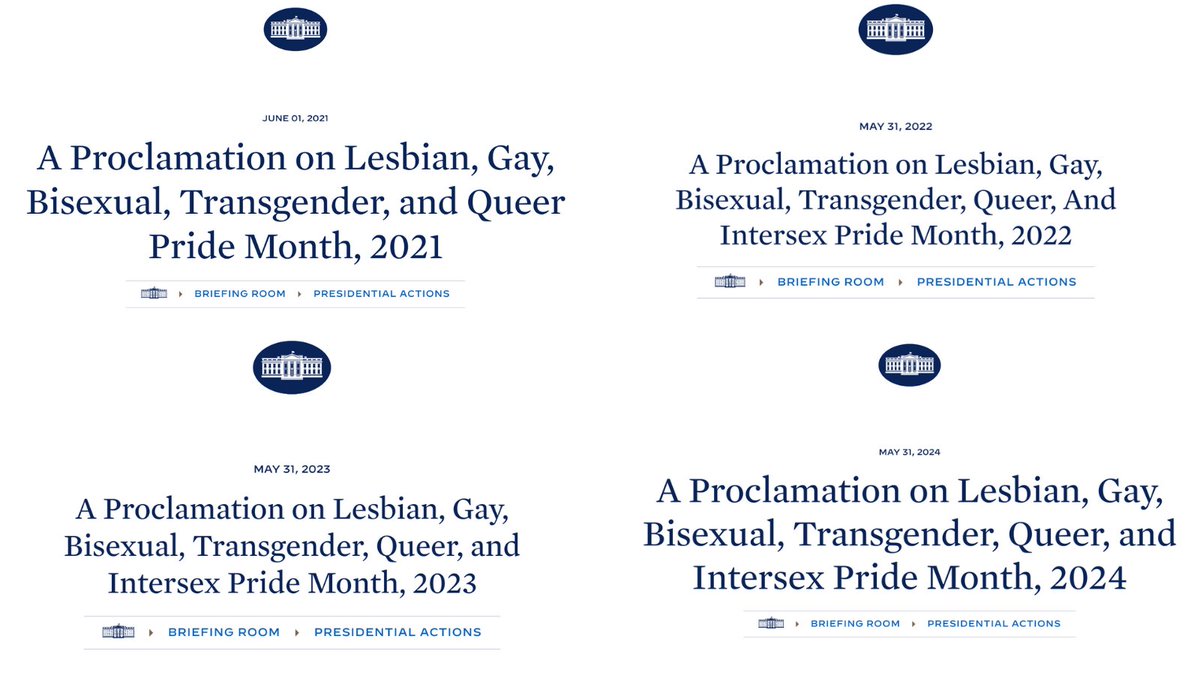 Here is how the last eight Pride Months have been recognized by the White House. You may notice a difference after 2020.