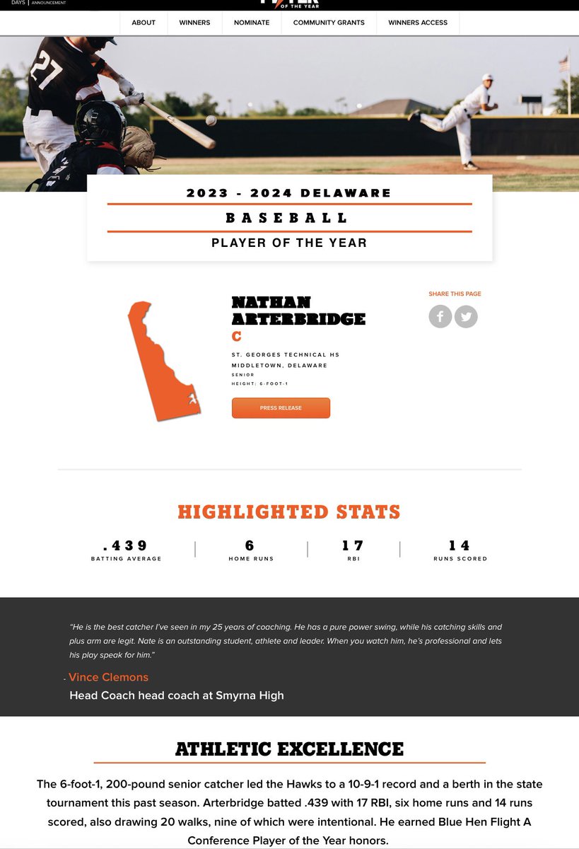 It is with great pride the STG Baseball program shares a program first…
Congrats to <a href="/Nate_Bridge8/">Nate</a> on winning DE Gatorade POY A🔷D

playeroftheyear.gatorade.com/poy/assets/wri…