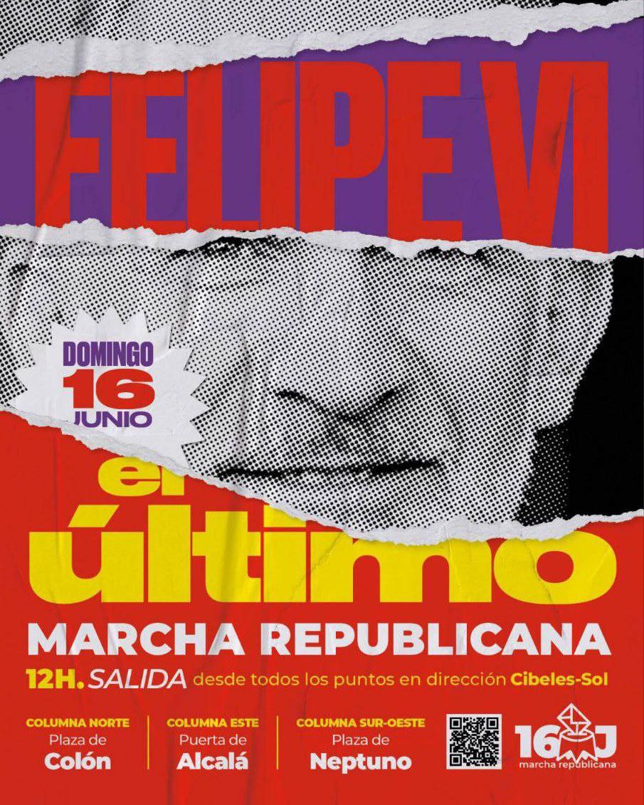 👑La monarquía es el pilar fundamental del Régimen del 78. Que siga existiendo no es más que la ejemplificación de que no toda la ciudadanía es igual. 

🚩Estaremos presentes en las marchas republicanas el próximo domingo 16.