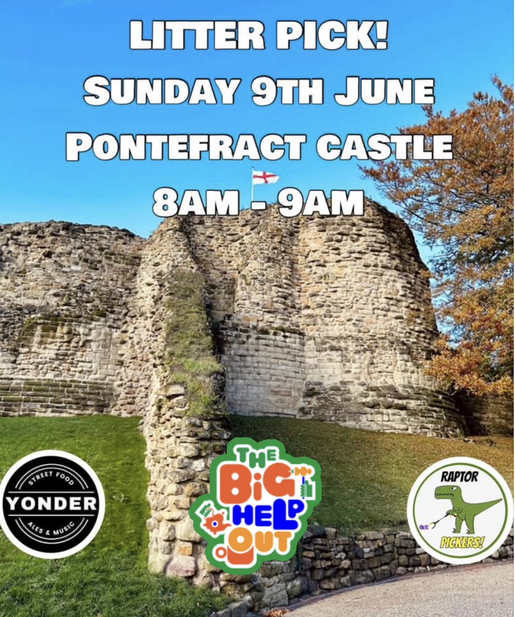 RaptorPickers's tweet photo. This Sunday you’ll find the raptors up bright and early at @PonteCastle, another one of our favourite places in #Pontefract.
Why not come and help as part of #VolunteersWeek and #TheBigHelpOut this weekend 💚
#litterpicking #AllYearRound #community #takeaction #BeTheBestYouCanBe https://t.co/raDZ7H1oCj