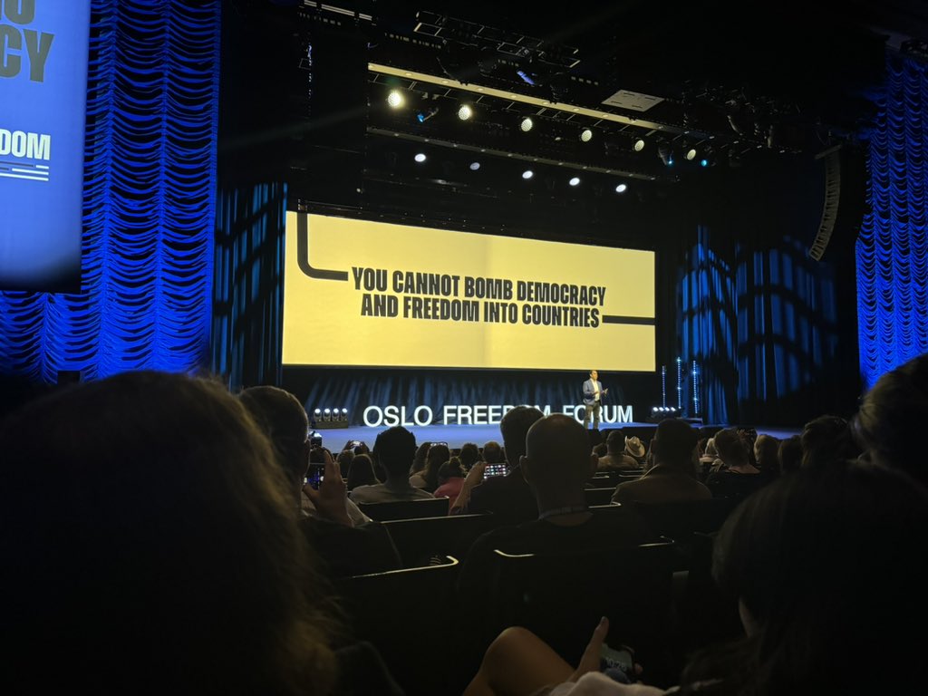 Truly blown away by the <a href="/OsloFF/">Oslo Freedom Forum (OFF)</a> and it’s only day one. I am grateful to be surrounded by activists who sacrifice everything for what is right. Inspired. Thank you #bitcoin for bringing me here 🙏🏻 #reclaimdemocracy