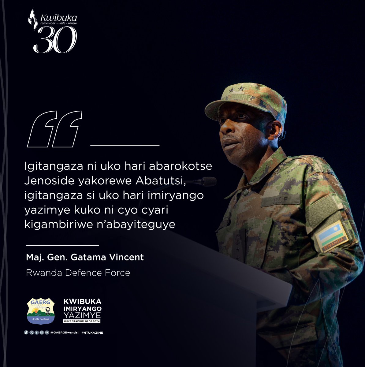 IBUKAHealing's tweet photo. Igitangaza ni uko hari abarokotse Jenoside yakorewe Abatutsi, igitangaza si uko hari imiryango yazimye kuko ni cyo cyari kigambiriwe n’abayiteguye.

-Maj Gen Vincent Gatama,
 Umuyobozi wa Diviziyo ya Kane y'Ingabo z'u Rwanda

#Kwibuka30 #Ntukazime https://t.co/zE6rzVdeQH