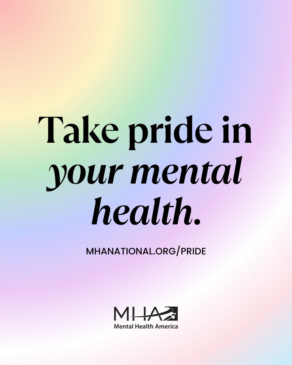 Being your authentic self is one of the best ways to protect your #mentalhealth. As we celebrate #PrideMonth, learn more and find resources from Mental Health America: mhanational.org/pride 🏳️‍🌈