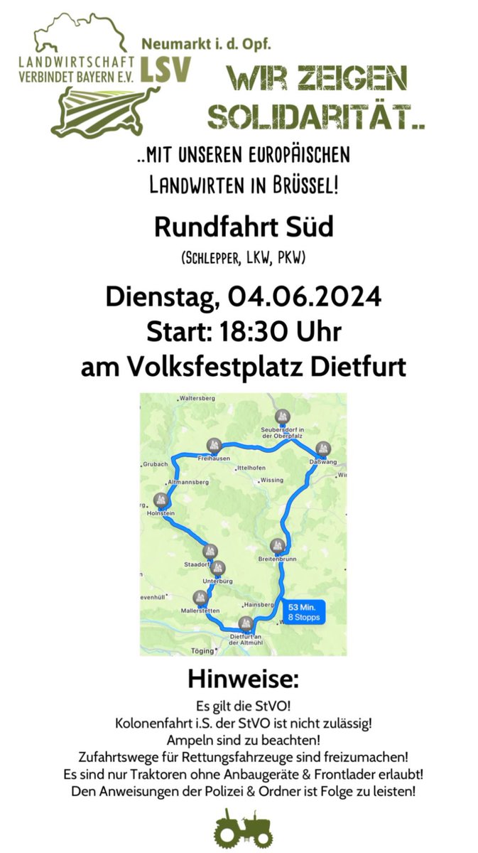 RegineBY's tweet photo. Fü die Daheimbleibenmüssenden:

#schlepperdemo #bauernproteste #europa #Europawahlen #Brüssel #Solidarität https://t.co/iWaEJ2UzMj