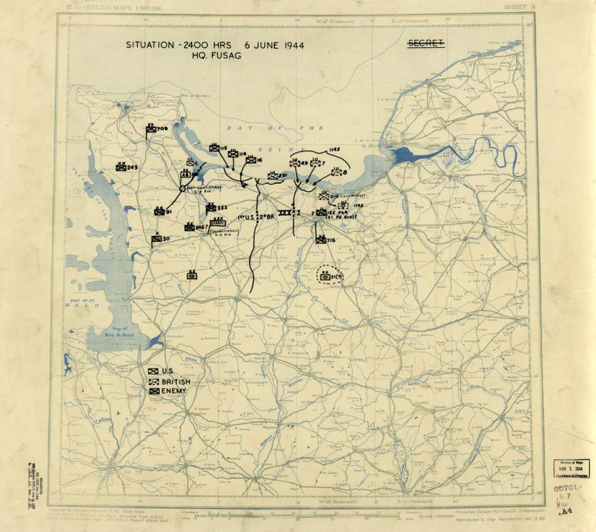 NGA_GEOINT's tweet photo. In honor of the upcoming 80th anniversary of D-Day, todayβs #MappyMonday features a map from #WWII, annotated by the @USArmy 12th Group to provide situational awareness of their end-of-day position and known German unit locations. πΊ
#KnowTheWorld https://t.co/Mxbd59HjoH