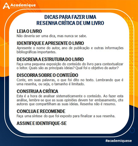 Dicas para fazer uma resenha crítica de um livro. A resenha pode ser ...