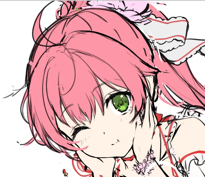 去年描いてたラフの顔面修正侍完成を待たれよ 