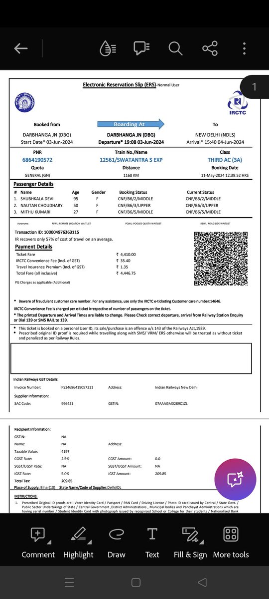 MADANJHA7's tweet photo. @indianrailway__ @RailMinIndia 
The train came late and departed within 3 minutes. All below passengers boarded the train in different compartments. They also have lost cellphones. The old lady of 95 years is a patient. Please look after her https://t.co/mc5JifAvVJ