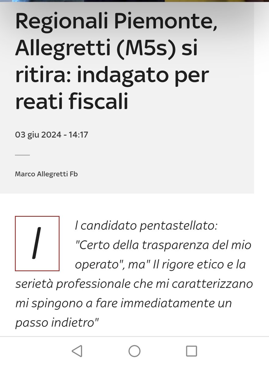 allenatorebis's tweet photo. Il Candidato #Allegretti #ritira la #candidatura, in attesa degli esiti.
Questo è il #M5S!! 
Pensando che la #Destra ha ministri addirittura #imputati #indagati oppure #arrestati e NON SI DEMETTONO i poveri #meloniidioti, #renzioti, #legaioli non sanno più cosa dire!
#Differenze https://t.co/wlY29XbqYl