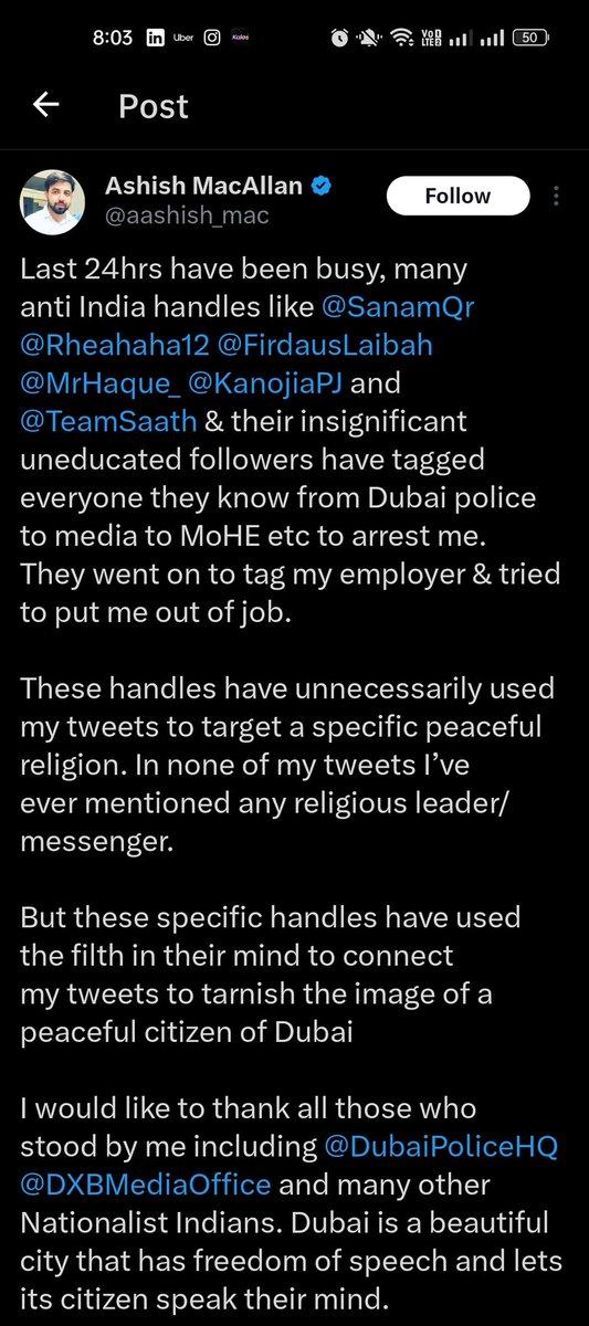 habibti2091's tweet image. Mam plz send this to dubai police as he is working in majid al futtaim and constantly giving hate speech against Islam and our beloved prophet . #angelofmercy