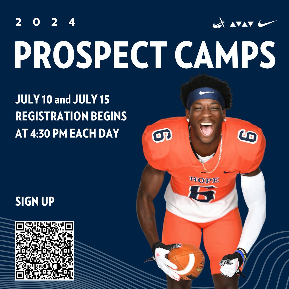 HopeCollegeFB's tweet image. 🚨 Camp Season is officially here! 🚨
Don&apos;t forget to sign up to compete on the lakeshore in July!

Registration Link:
hopecollegeeco.regfox.com/hope-football-…