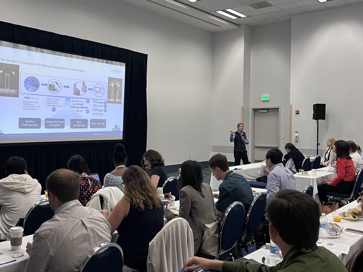 Shourjomz's tweet photo. Happening Live NOW! Bruker Breakfast seminar !!! Great talks by Susan Klaeger  Leonard foster and Ryan Kelly Daniel Hornburg https://t.co/V2PrkI3ZBe