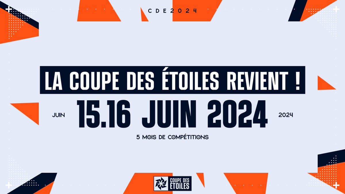 Les inscriptions à la Coupe des Étoiles sont ouvertes ! ✨ 

Fin des inscriptions le mercredi 12 Juin à 23:59 CEST.

play.toornament.com/fr/tournaments…