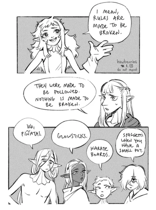 [dungeon meshi] canaries with my favourite b99 bit 
