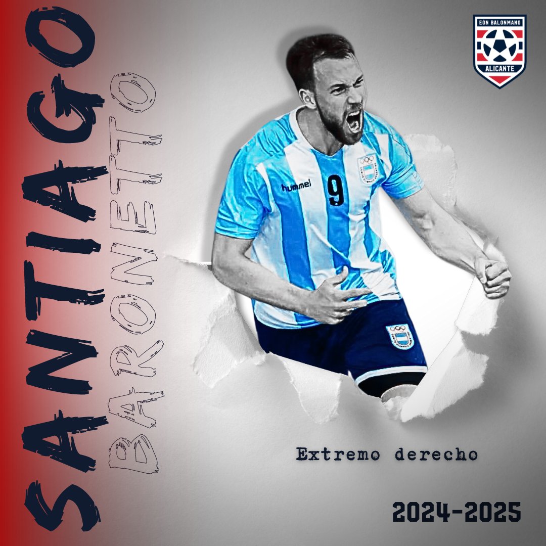💥𝗦𝗮𝗻𝘁𝗶𝗮𝗴𝗼 𝗕𝗮𝗿𝗼𝗻𝗲𝘁𝘁𝗼

🤾‍♂️Experiencia en ASOBAL
🇦🇷Internacional con Argentina
🥇Campeón Juegos Panamericanos '23 y '19
🥇Campeón Juegos Suramericanos
🔜 Juegos Olímpicos de París 2024

💙¡Bienvenido a tu nueva casa, <a href="/santibt/">Santi Baronetto</a>!

#EÓNHorneoAlicante #DHPlataMasc