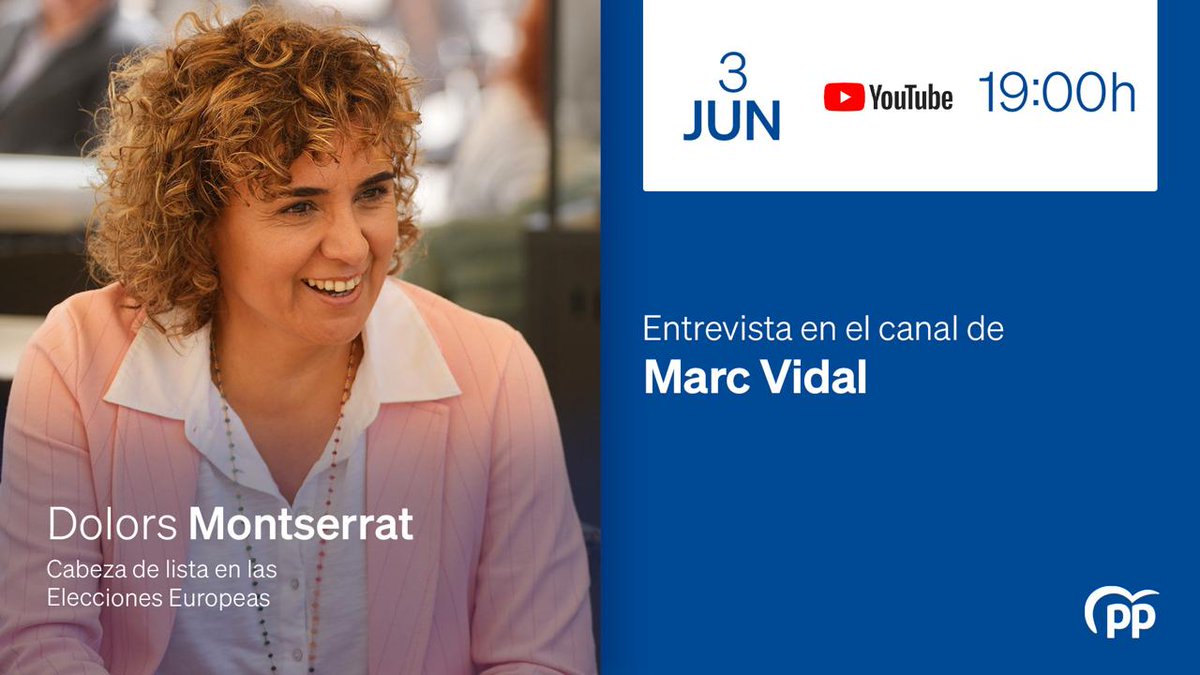 📺 A partir de las 19:00h., @DolorsMM es entrevistada en el canal de @marcvidal de Youtube 📷 Síguelo a través del siguiente enlace: youtube.com/@marc_vidal/st…