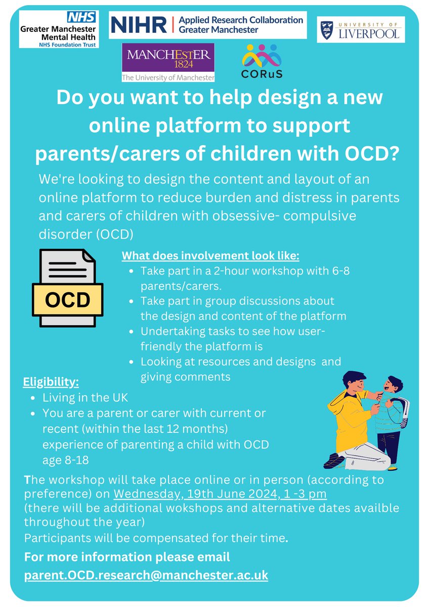 CO-ASSIST (@coassist_ocd) on Twitter photo Inviting parents/carers of children with OCD to join our workshop on the 19th, June 1-3 to develop an online resource with parents. We are keen to hear from all parents who have child with OCD aged 8-18 @OCDUK @ AnxietyUK @ARC-GM <a href="/Research_Future/">Research for the Future</a> Inviting parents/carers of children with OCD to join our workshop on the 19th, June 1-3 to develop an online resource with parents. We are keen to hear from all parents who have child with OCD aged 8-18 @OCDUK @ AnxietyUK @ARC-GM <a href="/Research_Future/">Research for the Future</a>