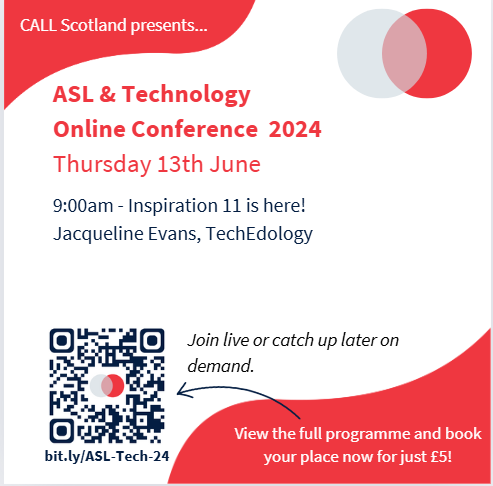 CALLScotland's tweet photo. ASL & Technology 2024 is just 8 days away!
Here's a snapshot of what you can expect in Room 2.
At 9am, you will hear from Jacqueline about how their mindmapping software could support your dyslexic learners.
https://t.co/5b3j0B0ZuO
#ASLTech24 https://t.co/Tb546YprLn