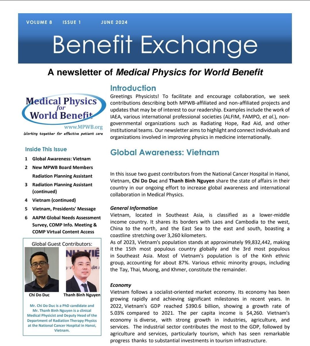 medphyswb's tweet photo. The #MPWB newsletter is out:
-Vietnam insights- global awareness
-Innovative tools for radiation therapy in LMICs
-Welcome Navid Khaledi, PhD, our new Director of Comms
Thanks to @Psbasran for his editorship, and @sandwall for coordinating contributions.
https://t.co/7okrZcmQnR https://t.co/KtkmaJ9Gwb