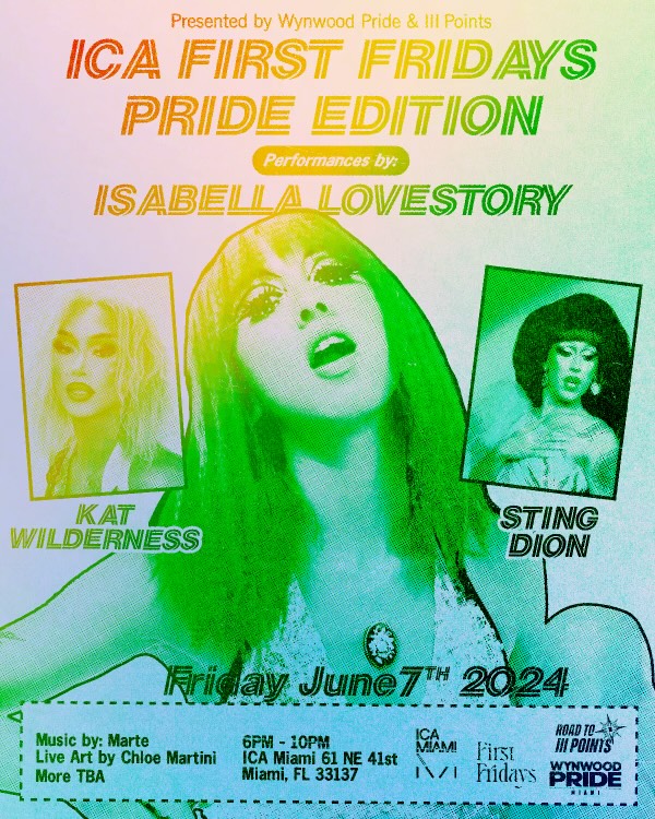 Join us this Friday, June 7 for our annual #Pride 🏳️‍🌈 edition of First Fridays! In celebration of #WorldPrideMonth, we are partnering with <a href="/WynwoodPride/">Wynwood Pride</a> and <a href="/IIIPoints/">III Points Festival</a> to bring you a performance by Neo-Perreo pop icon @scarylovestor!

Get your tickets 🎟️ 
icamiami.org/calendar/first…
