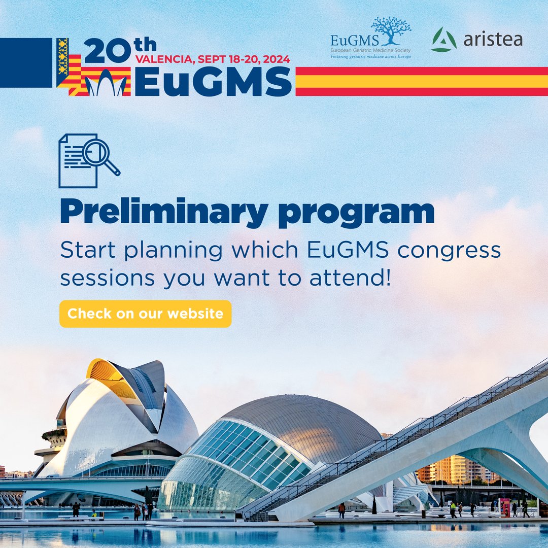 Do you already know which sessions of the 20th #EuGMS Congress you would like to attend❓📝You can start planning your schedule based on the preliminary program available on our website ➡️tinyurl.com/ybuvd2x2 @aristeagroup