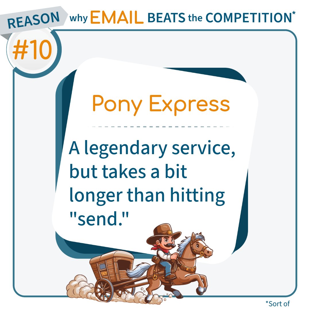 EchoFetch's tweet photo. #10 Pony Express: A legendary service, but takes a bit longer than hitting "send." 
Ready to upgrade your communication game? Visit 
https://t.co/GAI3vsvmKk and see why email is the ultimate choice! 🚀📧 #EmailWins #UpgradeYourComm #funnyoffice https://t.co/59nx2pJITG