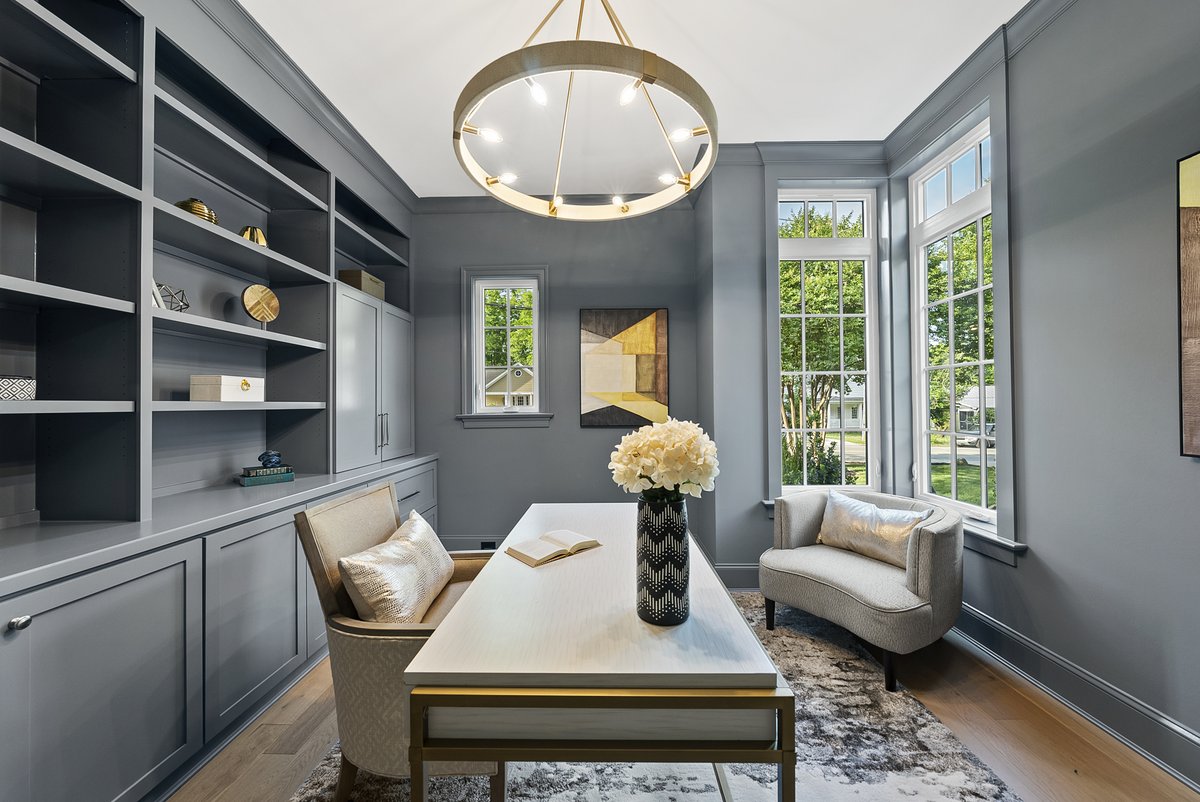 I love the dark moody design of this home office!  #homeoffice #flyboync #jagrocks #newconstruction #newbuild  #DarkMoodyDesign #HomeOfficeDecor #InteriorInspo #OfficeGoals #WorkspaceInspiration #ModernHomeOffice #HomeOfficeIdeas #OfficeDesign #WorkFromHome #HomeOfficeInspiration