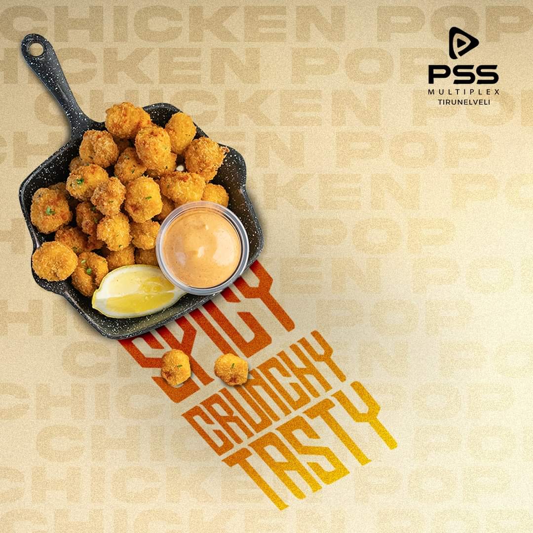 PssMultiplexOff's tweet photo. Once you taste, there is no way back to stop yourself from munching our pops. Add some spice to your movie date with our tasty recipes.
#ChickenPops #crunchypops #concessioniare #pssmultiplex #tirunelveli https://t.co/fqmQR6tpBy