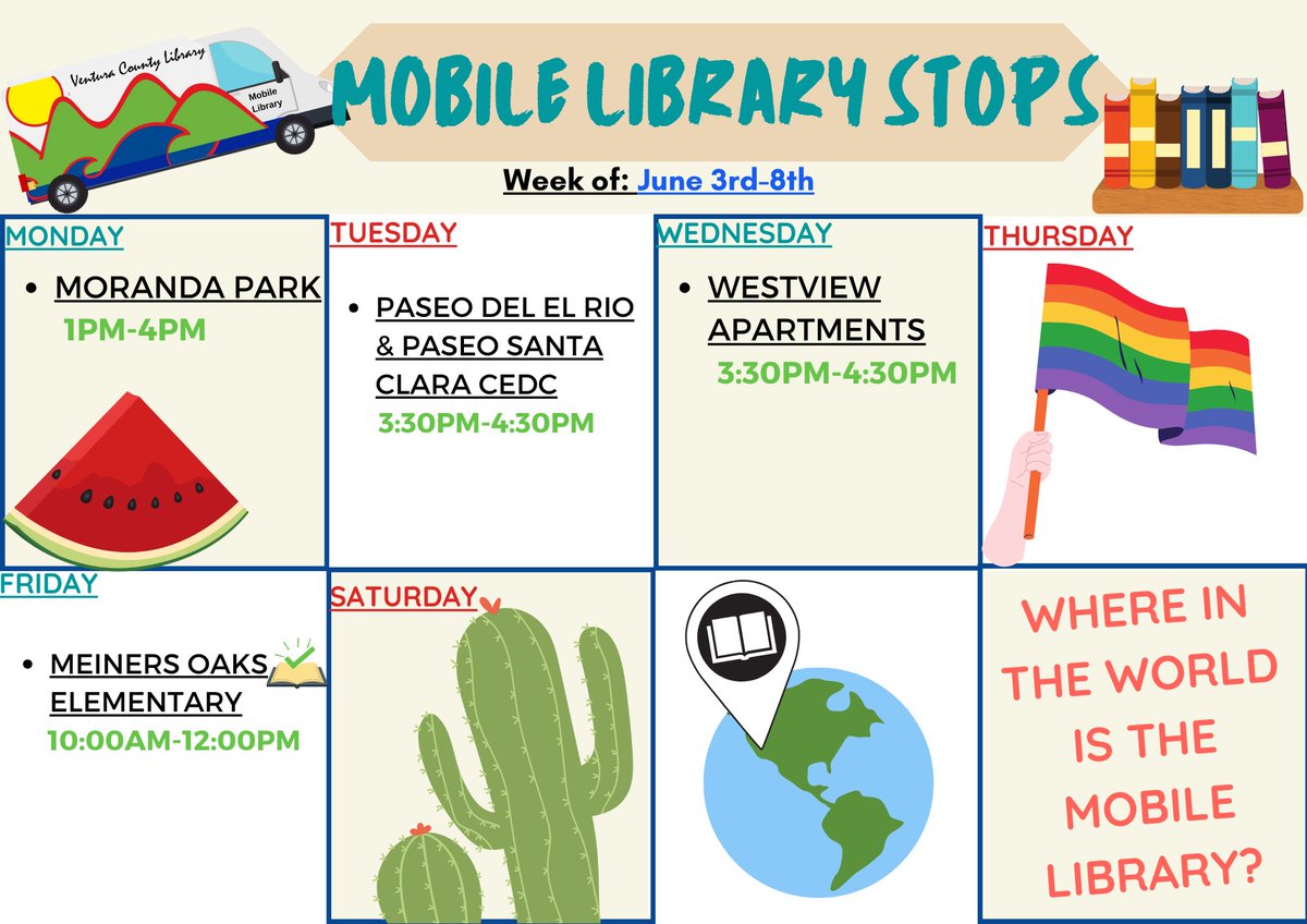 vencolibrary's tweet image. Hello everyone, and welcome to June! This year is flying by, but there will always be Mobile Library stops! We hope you can come see us! 🚐📚
#June #MobileLibrary #Libraryfun